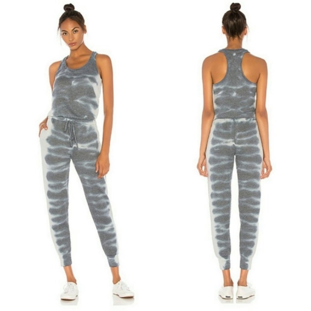 Young fabulous and broke Gray and white jumpsuit